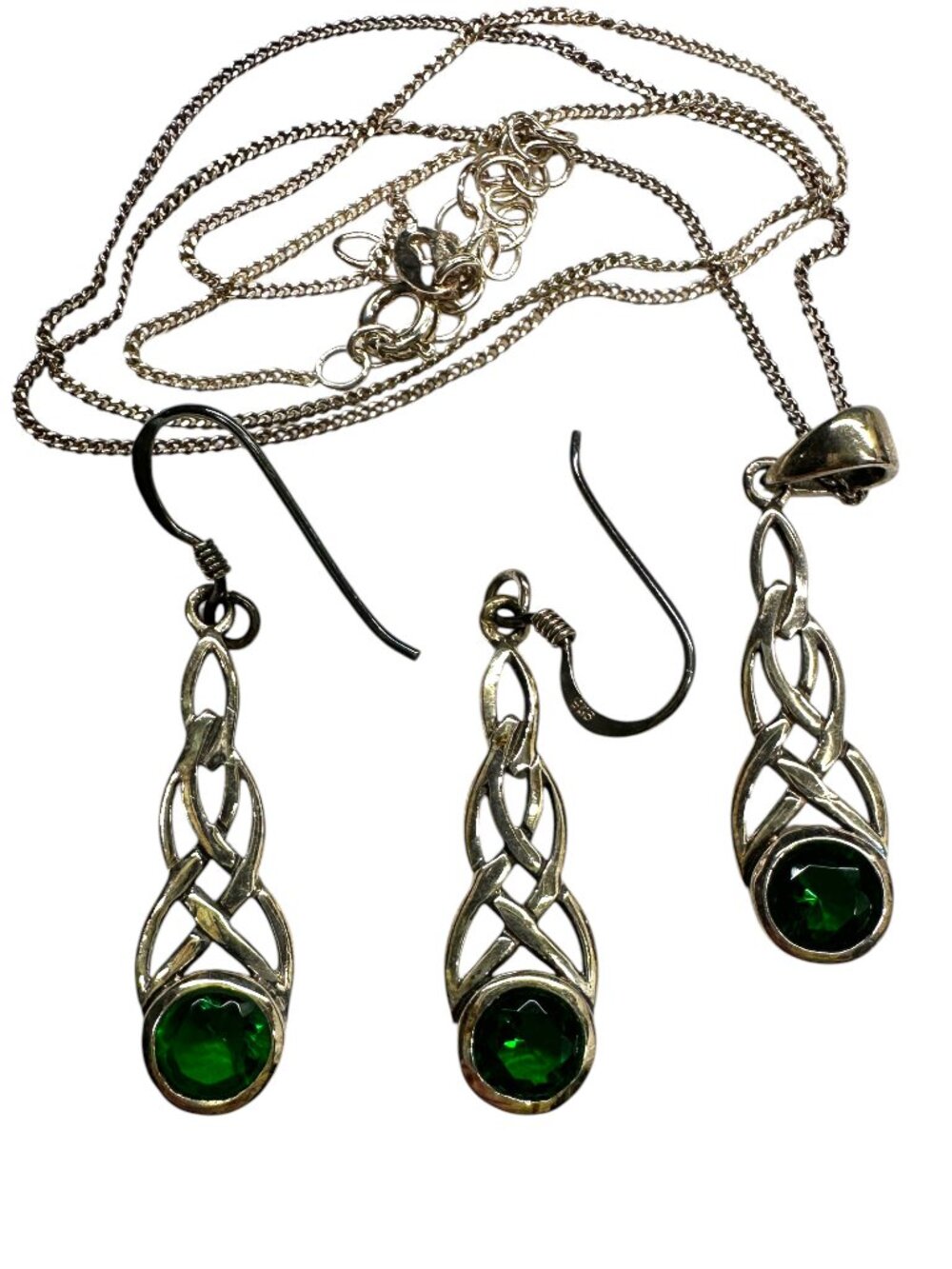 Celtic Style Sterling Silver Necklace and Earring Set
